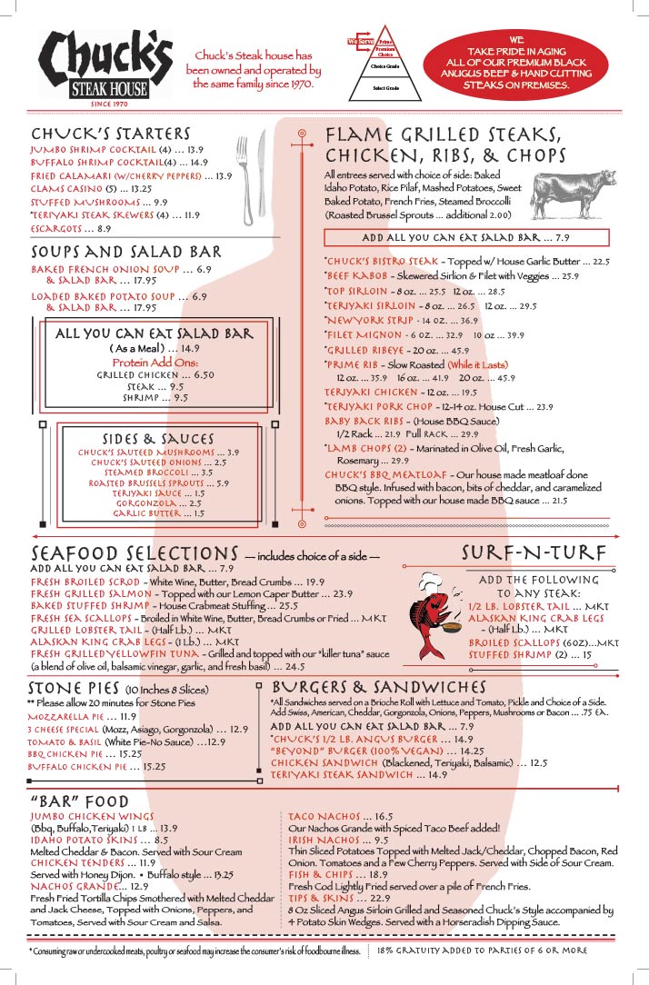 Menu - Chuck's Steak House